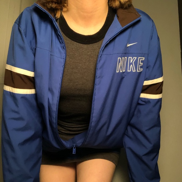 Nike Jackets & Blazers - vintage nike black and blue windbreaker/bomber